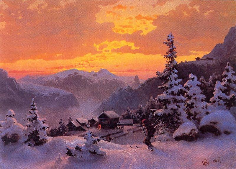 Hans Gude Winter Afternoon oil painting image